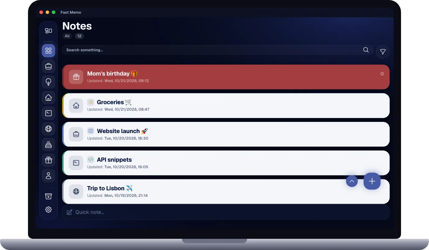 Fast Memo's desktop app on a laptop