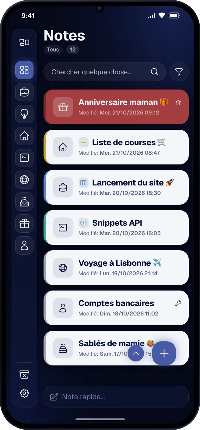 Fast Memo sur un téléphone Android